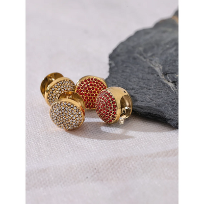 Multi-Color CZ Hollow Hoop Earrings – Gold Plated
