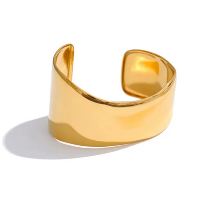60mm Wide Cuff Bracelet – 18K Gold Plated Stainless Steel