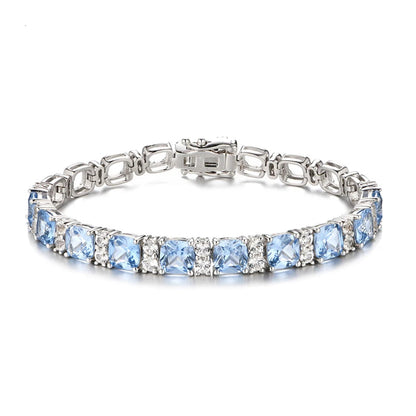 Luxe Jewels 925 Silver Jewelry Original 1 Carat Lab Gemstones Blue Spinel Sapphire Pink Corundum Bracelet Tennis Bracelets