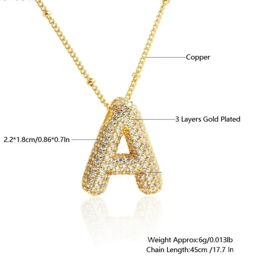 A - Z Letter Pendant Copper Necklace – Unisex