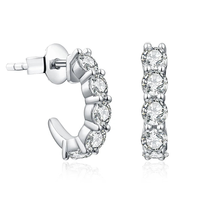Luxe Jewels 3.0mm Moissanite Hoop Earrings Plated Stud Earrings for Women Fine Jewelry