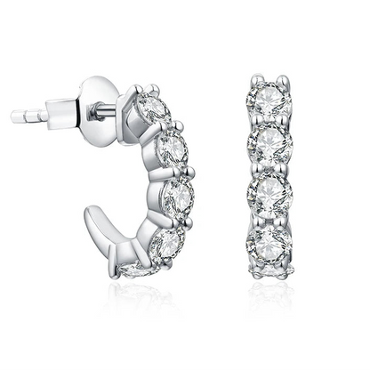 Luxe Jewels 3.0mm Moissanite Hoop Earrings Plated Stud Earrings for Women Fine Jewelry