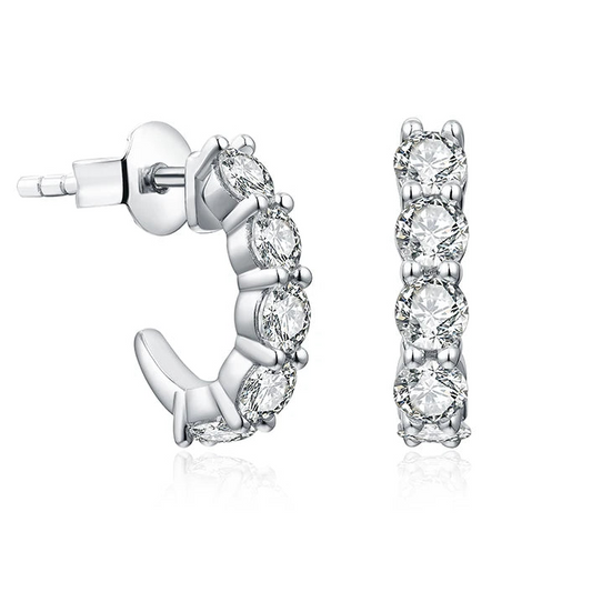 Luxe Jewels 3.0mm Moissanite Hoop Earrings Plated Stud Earrings for Women Fine Jewelry