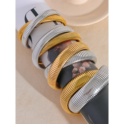 Elastic Punk Bracelet – 18K Gold Plated Stainless Steel Bangle