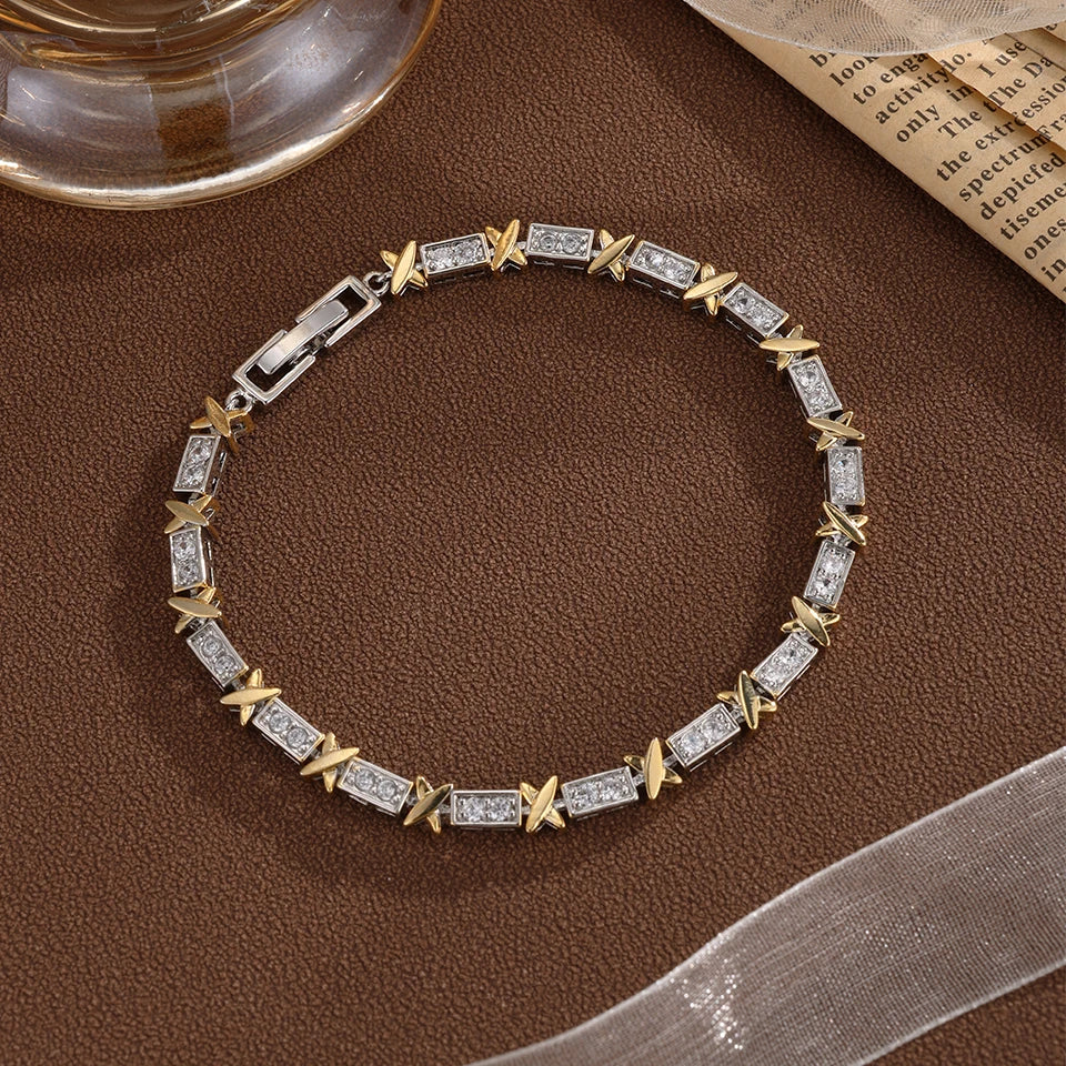 Luxury Cross Charm Zirconia Bracelet – Classic Style