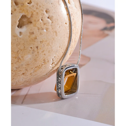Double Layered Square Pendant Necklace – Gold 316L Stainless Steel