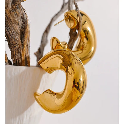 316 Stainless Steel Geometric Creative Chunky Unusual Earrings Minimalist Metal High Quality Golden Statement Jewelry