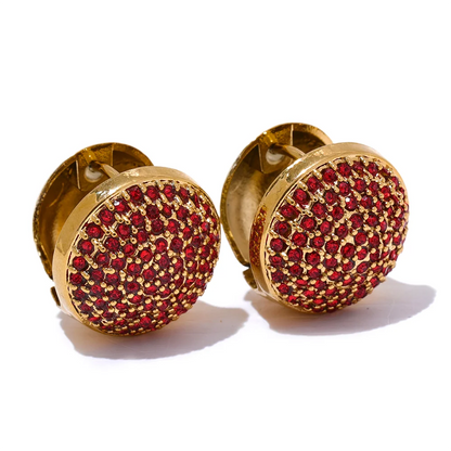 Multi-Color CZ Hollow Hoop Earrings – Gold Plated