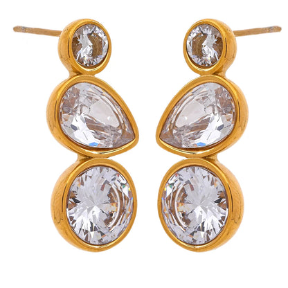 Tarnish-Free Gold Plated Cubic Zirconia Stud Earrings – Water Resistant Design