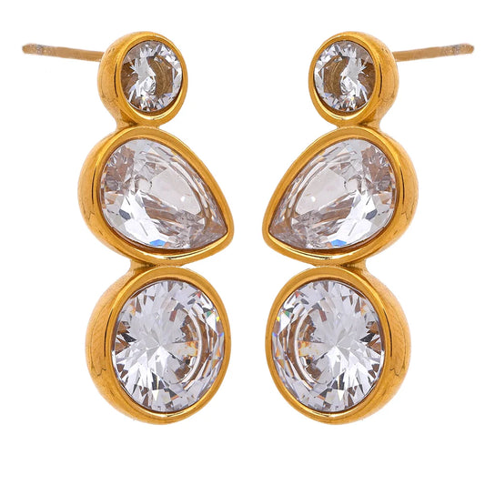 Tarnish-Free Gold Plated Cubic Zirconia Stud Earrings – Water Resistant Design