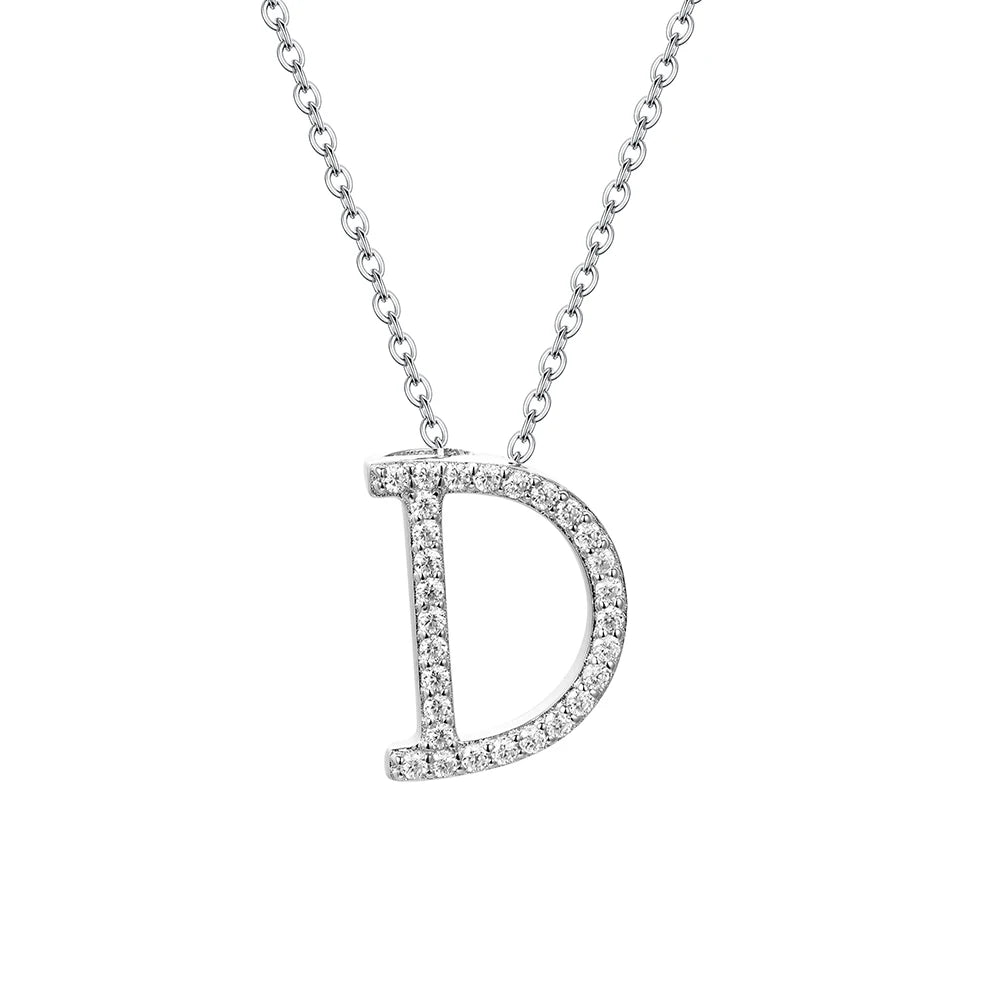 Valentine's Day Gift  - Letter Necklaces Pendants 100% 925 Sterling Silver Unisex (D VVS1 Colour Moissanite)Jewelry
