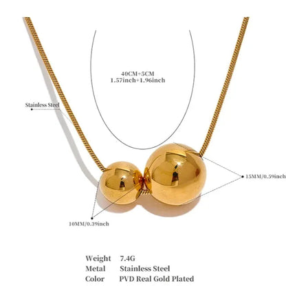 Gold Ball Beads Pendant Necklace – Stainless Steel Trendy Jewelry