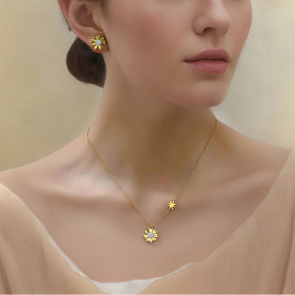 18K Gold Plated Stainless Steel Little Daisy Stud Earrings for Women - Tarnish Resistant Charm Jewelry Set
