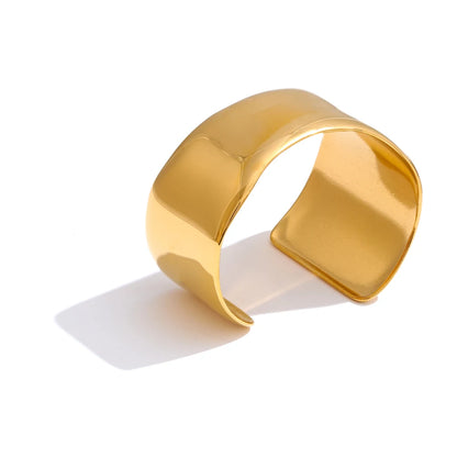 60mm Wide Cuff Bracelet – 18K Gold Plated Stainless Steel