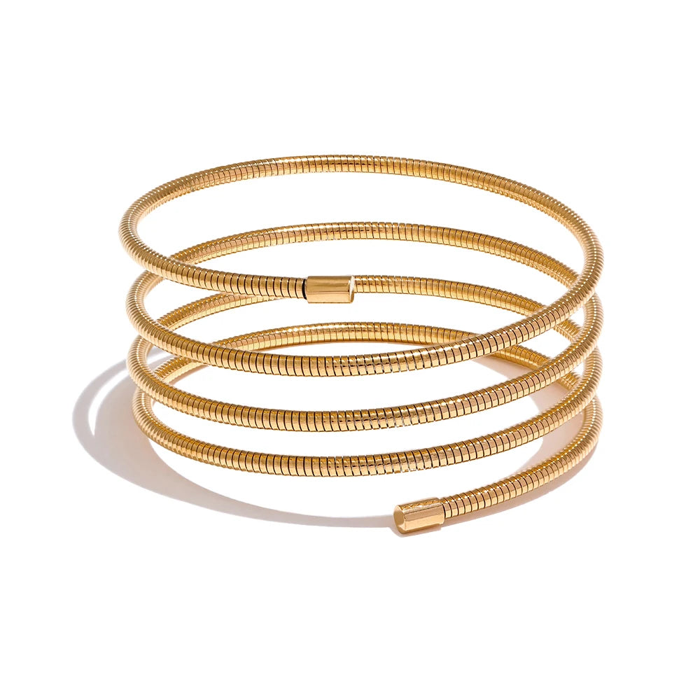 Layered Statement Bracelet – Gold Plated Stainless Steel Waterproof