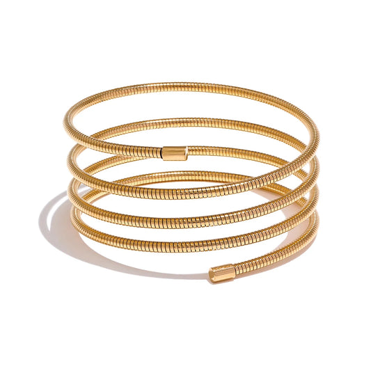 Layered Statement Bracelet – Gold Plated Stainless Steel Waterproof