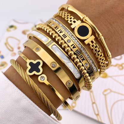 Bracelet, 18K Gold Plated Steel