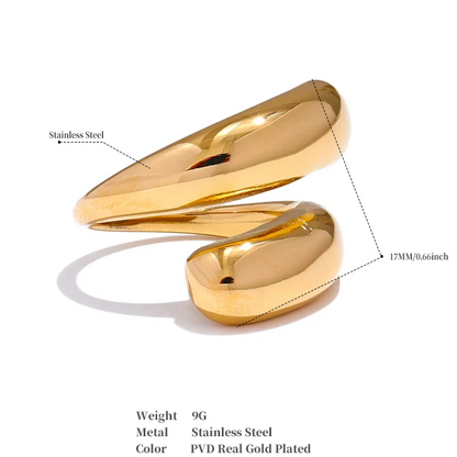 Luxe Jewels 18K PVD Plated Sleek Metal Fashion Ring – Waterproof Stainless Steel Jewelry