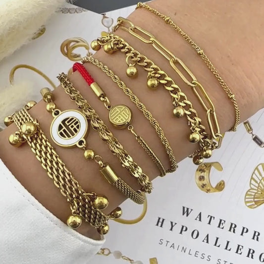 Bracelet, 18K Gold Plated Steel