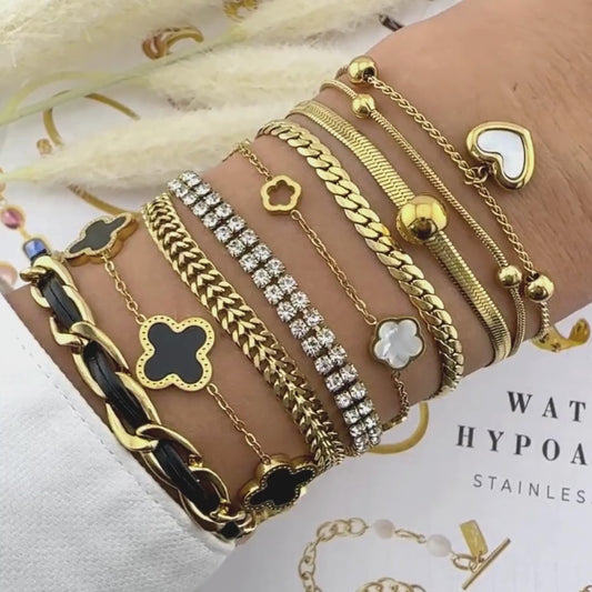 "Tennis" Bracelet, 18K Gold Plated Steel