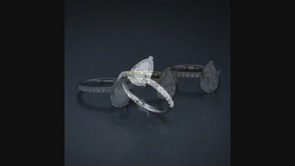 Luxe Jewels New (D Color Moissanite) Ring Pear Cut 3.0ct S925 Sterling Silver Classic Wedding Engagement Ring