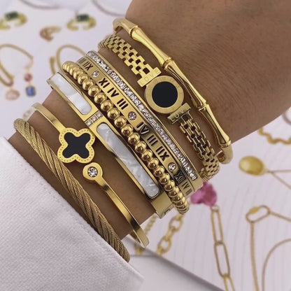 Bracelet, 18K Gold Plated Steel