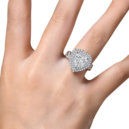Luxe Jewels Luxury 4CT Heart Cut Moissanite Ring for Women (Full D VVS1 Real Silver) Handmade Valentine's Day Jewelry
